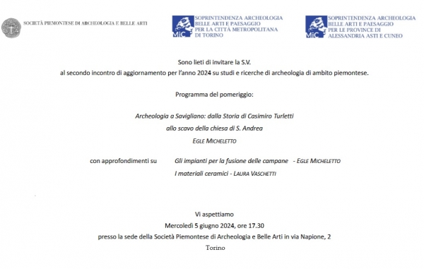 II incontro di archeologia piemontese presso la SPABA - Quaderni di Archeologia del Piemonte