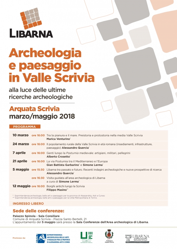 Archeologia e paesaggio in valle Scrivia alla luce delle ultime ricerche archeologiche. Ciclo di conferenze