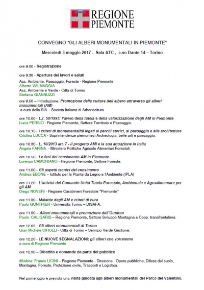 CONVEGNO &ldquo;GLI ALBERI MONUMENTALI IN PIEMONTE&rdquo;