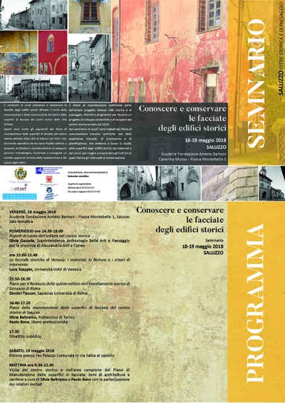 SALUZZO, CITTA' STORICA E DI PAESAGGIO - CONOSCERE E CONSERVARE LE FACCIATE DEGLI EDIFICI STORICI - SEMINARIO DI STUDI