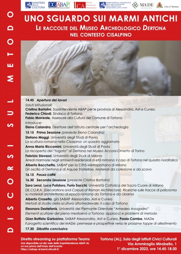Uno sguardo sui marmi antichi. Le raccolte del MA•De (Museo Archeologico Dertona)