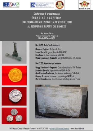 Conferenza di Presentazione. Indagine “Soffio”. Dal contrasto agli scavi e ai traffici illeciti al recupero di reperti dal Cuneese